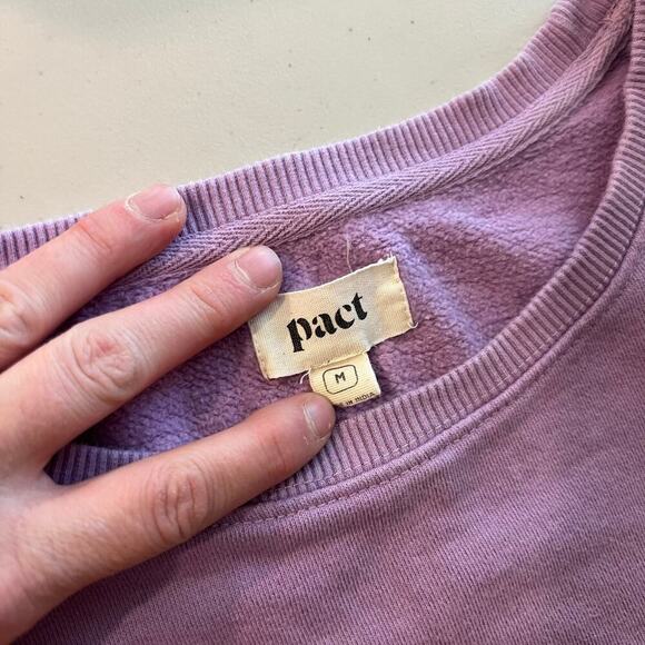 Pact Lilac Purple Boxy Organic Cotton DREAMER Crewneck Sweatshirt Size M - Picture 6 of 11